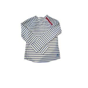 Cabana Life Girls Blue & White Striped Rash Guard – Size 12